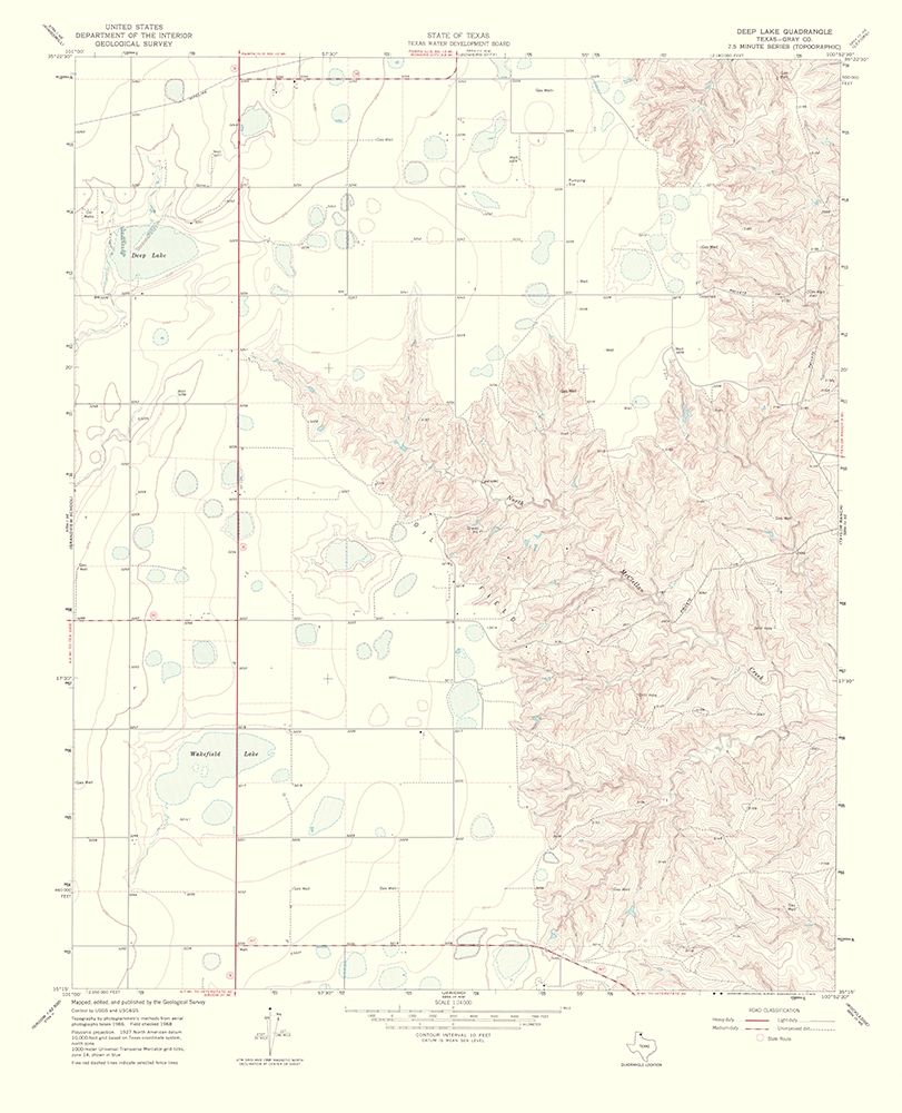 Deep Lake Texas Quad - USGS 1970 art print by USGS for $57.95 CAD