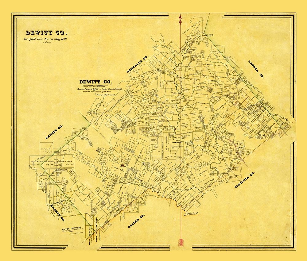 Dewitt County Texas - Arlitt 1870 art print by Arlitt for $57.95 CAD