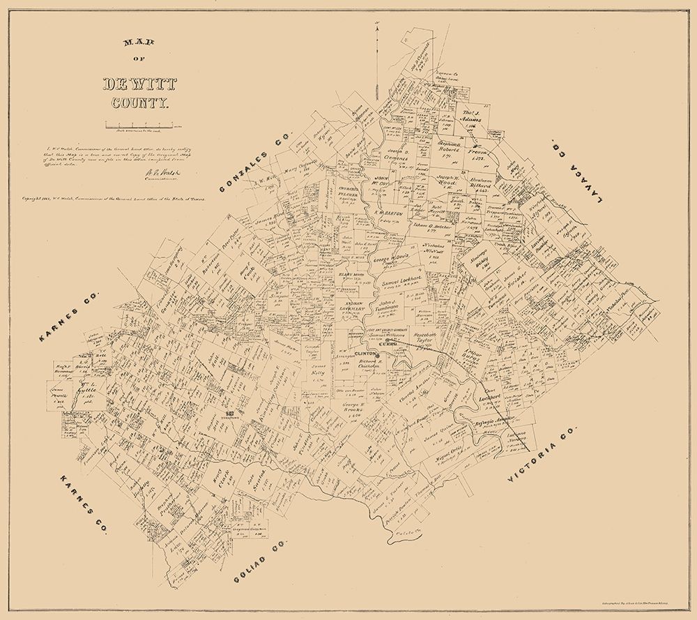 DeWitt County Texas - Walsh 1881 art print by Walsh for $57.95 CAD