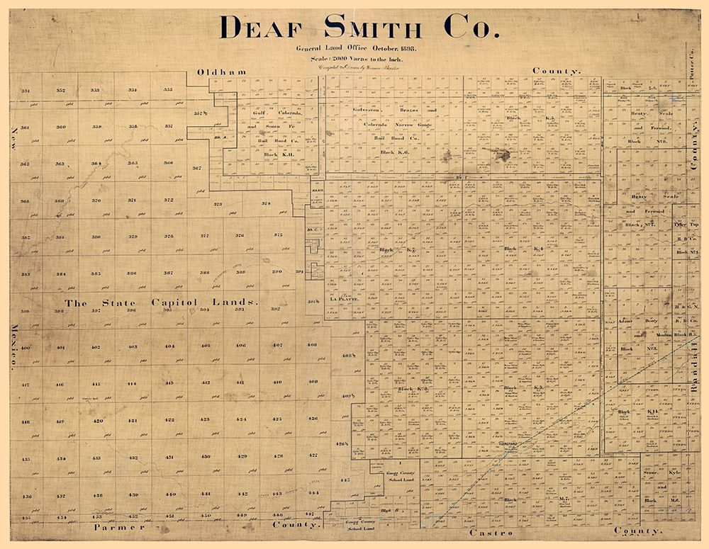 Deaf Smith County Texas - Pressler 1898 art print by Pressler for $57.95 CAD