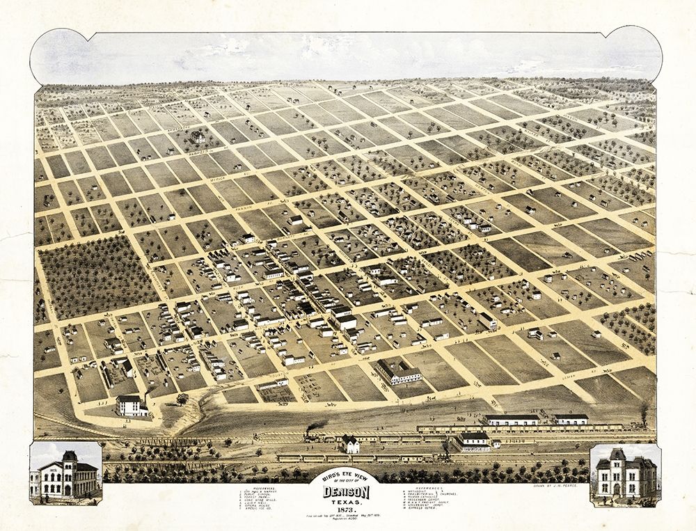 Denison Texas - Pearce 1873 art print by Pearce for $57.95 CAD