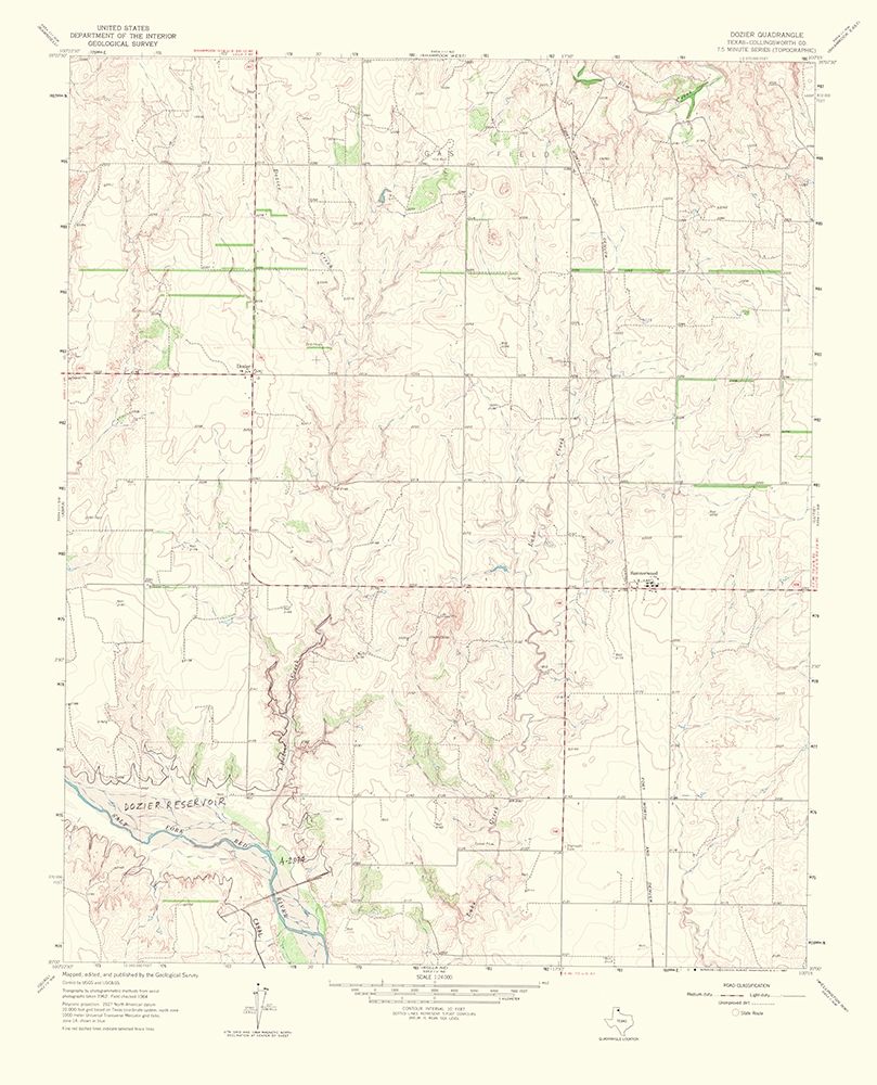 Dozier Texas Quad - USGS 1967 art print by USGS for $57.95 CAD