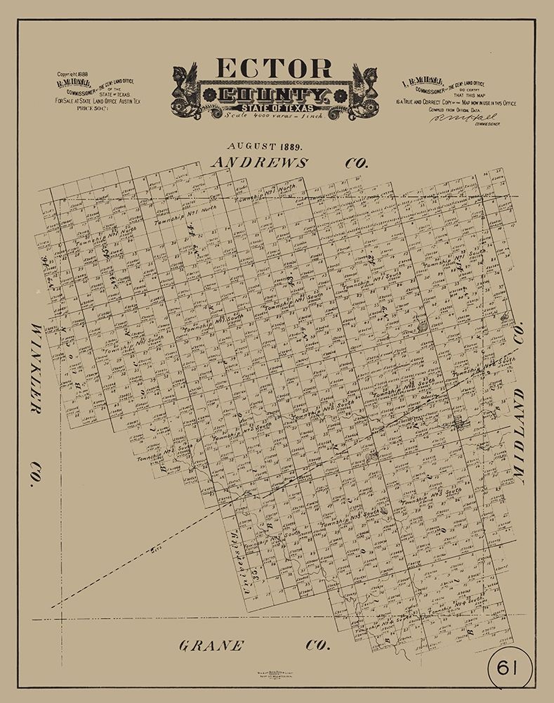 Ector County Texas - Hall 1889 art print by Hall for $57.95 CAD