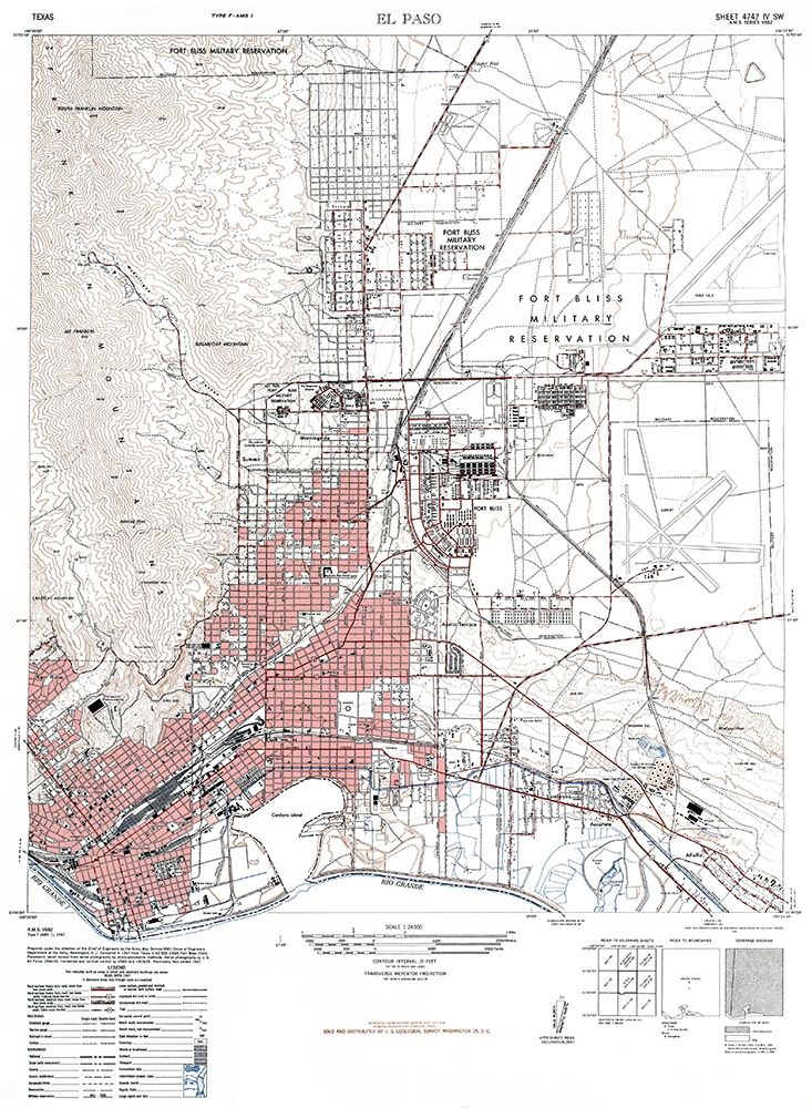 El Paso Texas Sheet - USGS 1947 art print by USGS for $57.95 CAD
