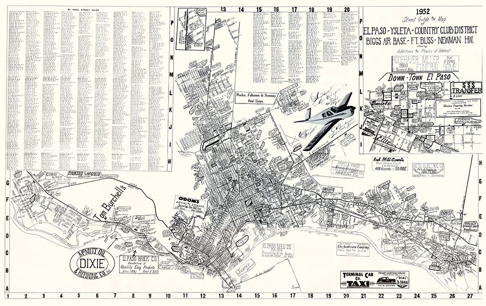 El Paso Texas Street Guide - Newman 1952 art print by Newman for $57.95 CAD