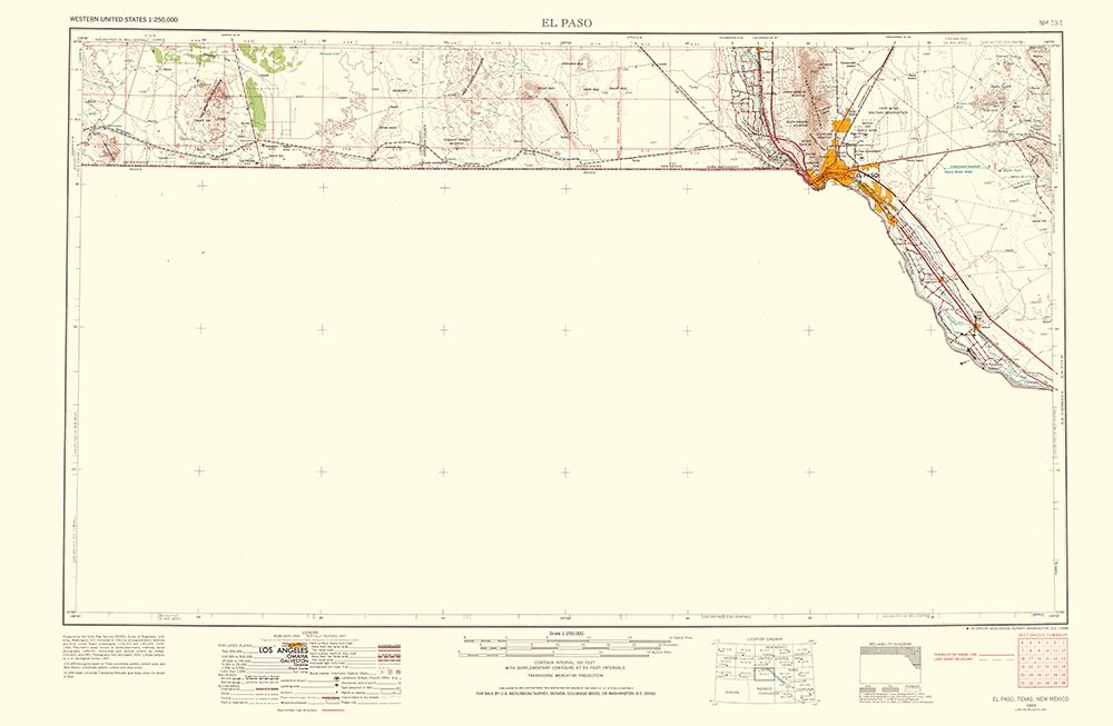 El Paso Texas Quad - USGS 1968 art print by USGS for $57.95 CAD