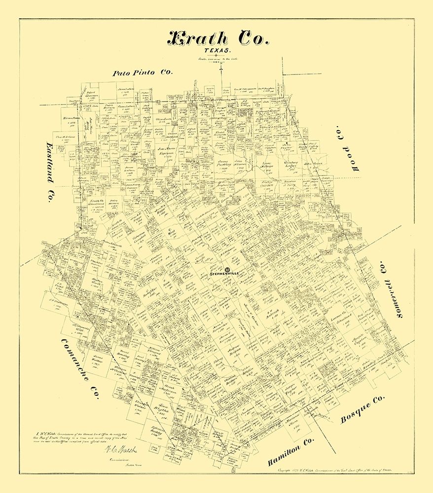 Erath County Texas - Walsh 1879 art print by Walsh for $57.95 CAD