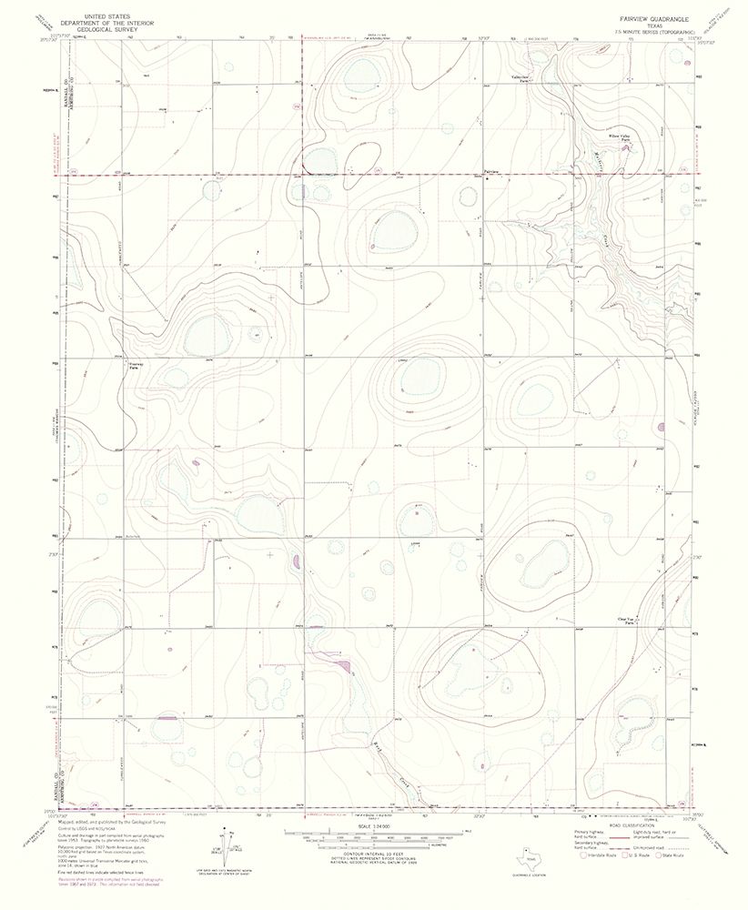 Fairview Texas Quad - USGS 1975 art print by USGS for $57.95 CAD