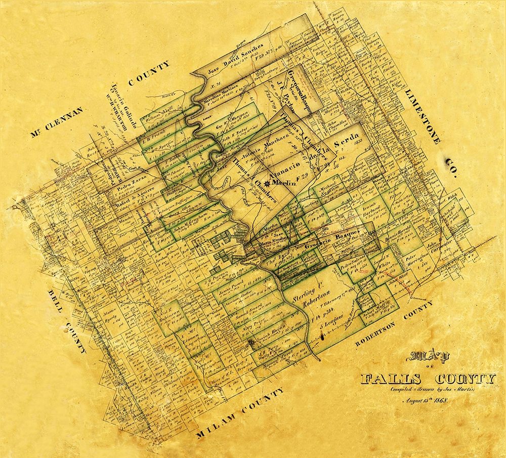 Falls County Texas - Martin 1868 art print by Martin for $57.95 CAD
