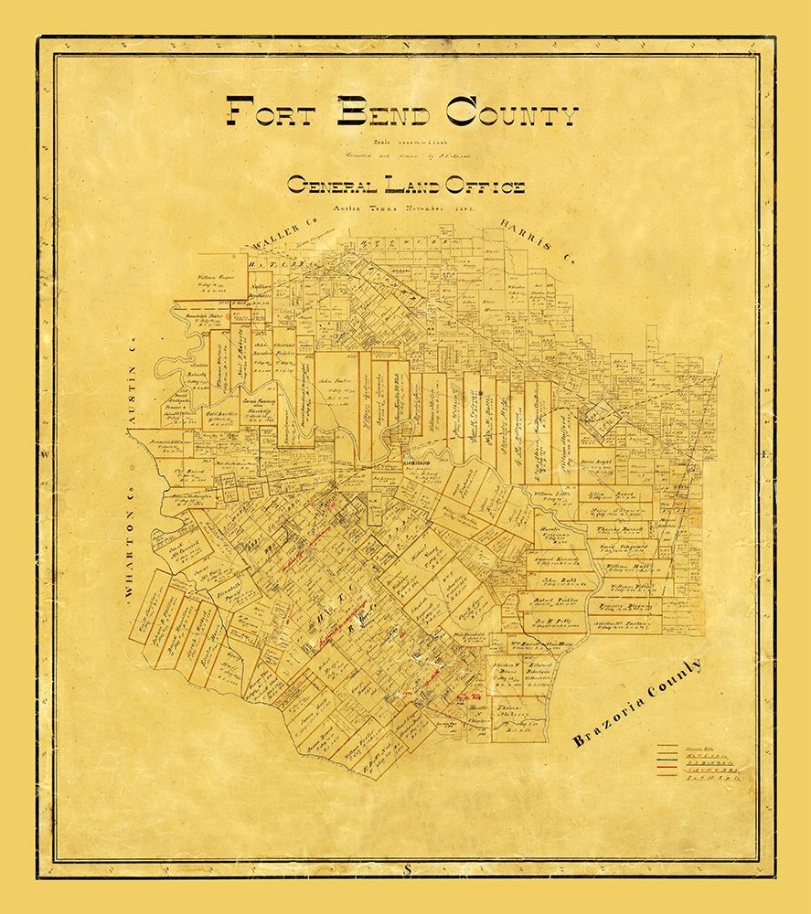 Fort Bend County Texas - 1892 art print by Unknown for $57.95 CAD