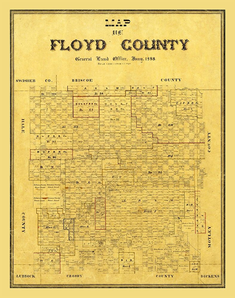 Floyd County Texas - 1888 art print by Unknown for $57.95 CAD
