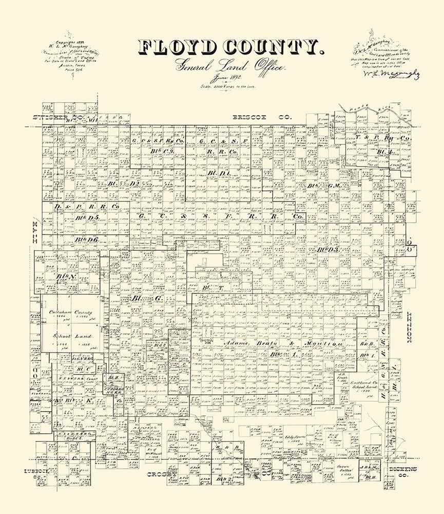 Floyd County Texas - McGaughey 1892 art print by McGaughey for $57.95 CAD