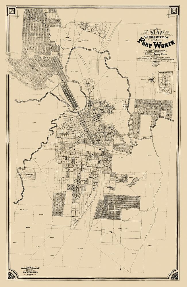 Fort Worth Texas - King 1888 art print by King for $57.95 CAD