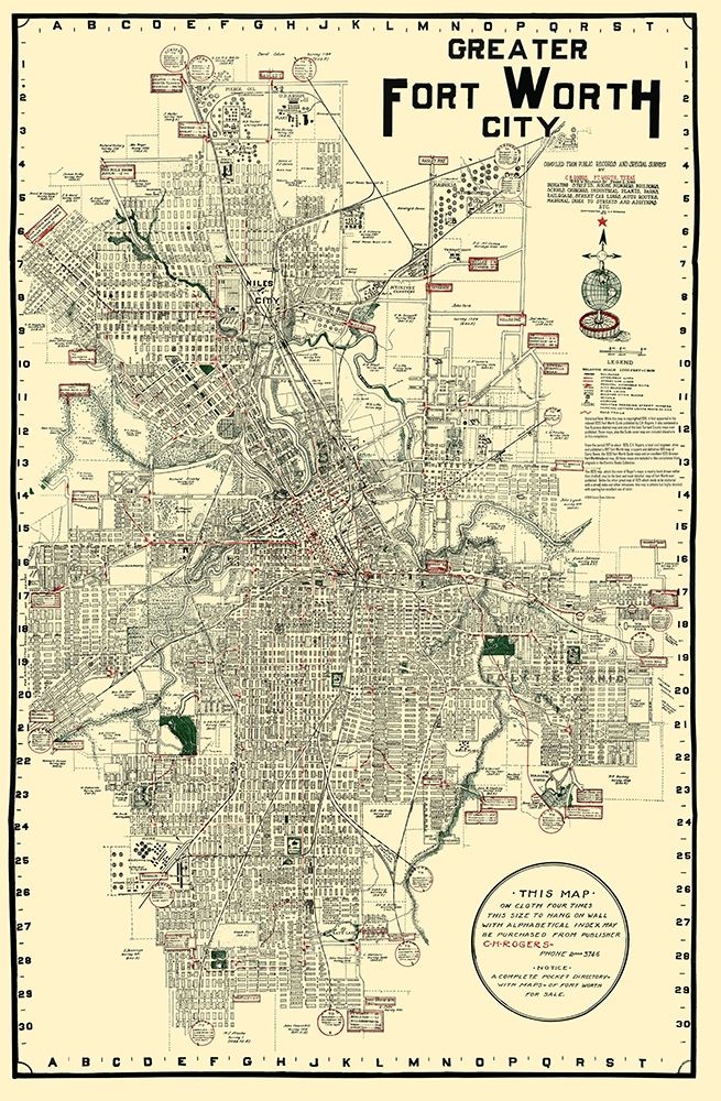 Fort Worth Texas - Rogers 1920 art print by Rogers for $57.95 CAD