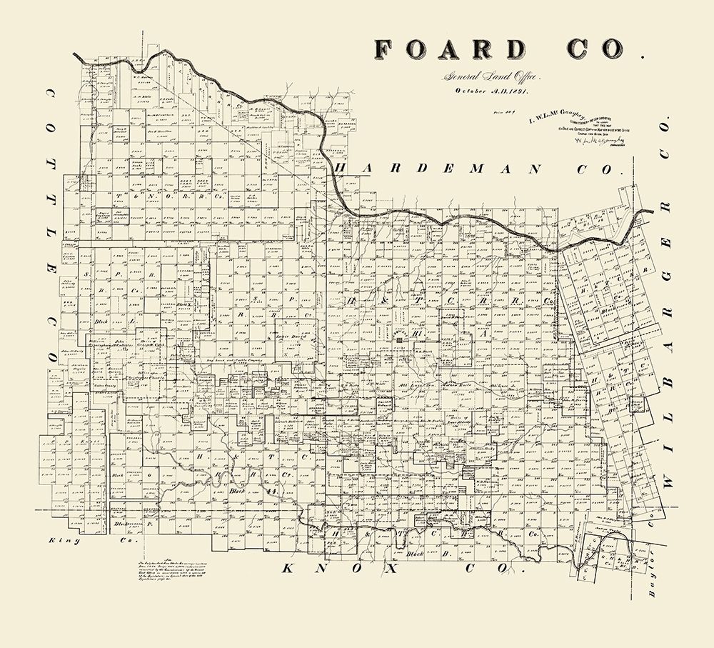 Foard County Texas - McGaughey 1891 art print by McGaughey for $57.95 CAD
