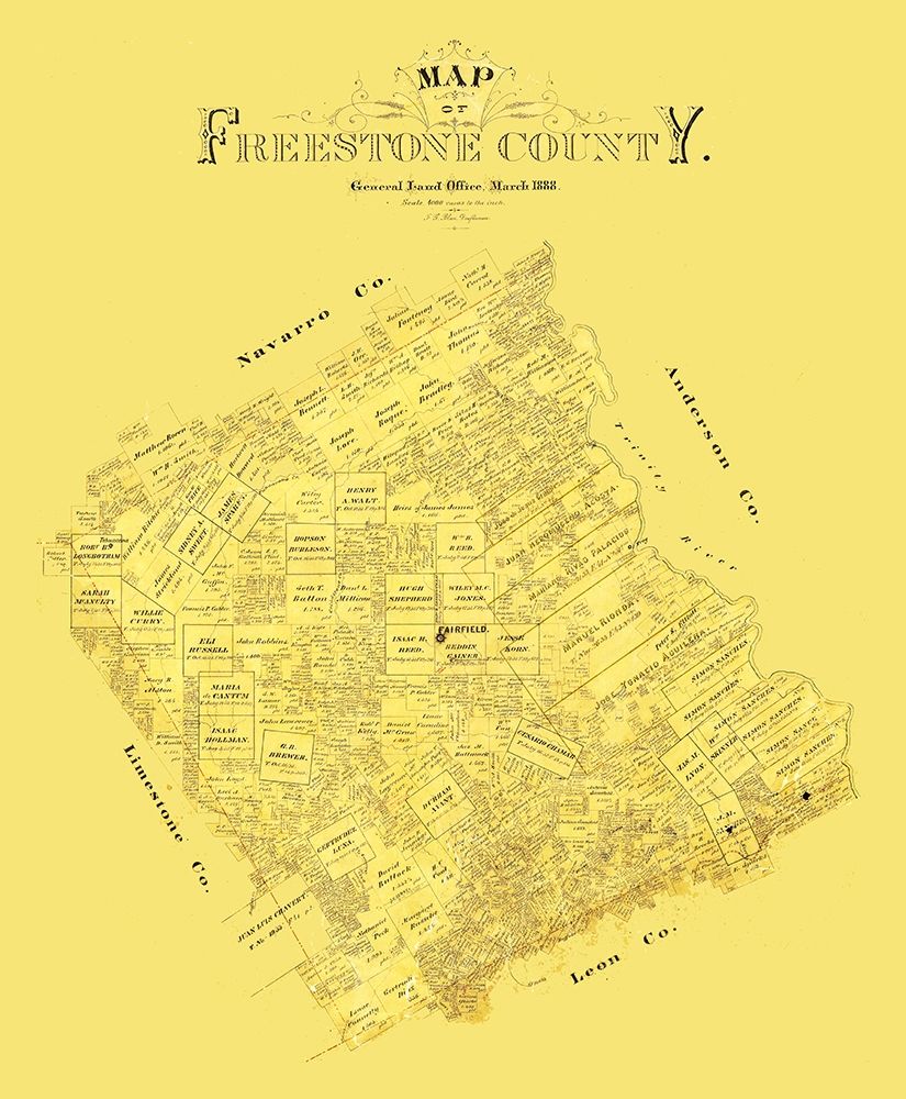 Freestone County Texas - Blau 1888 art print by Blau for $57.95 CAD