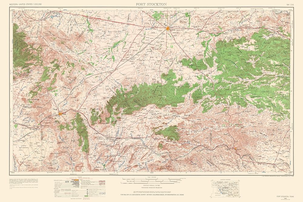 Fort Stockton Texas Quad - USGS 1964 art print by USGS for $57.95 CAD