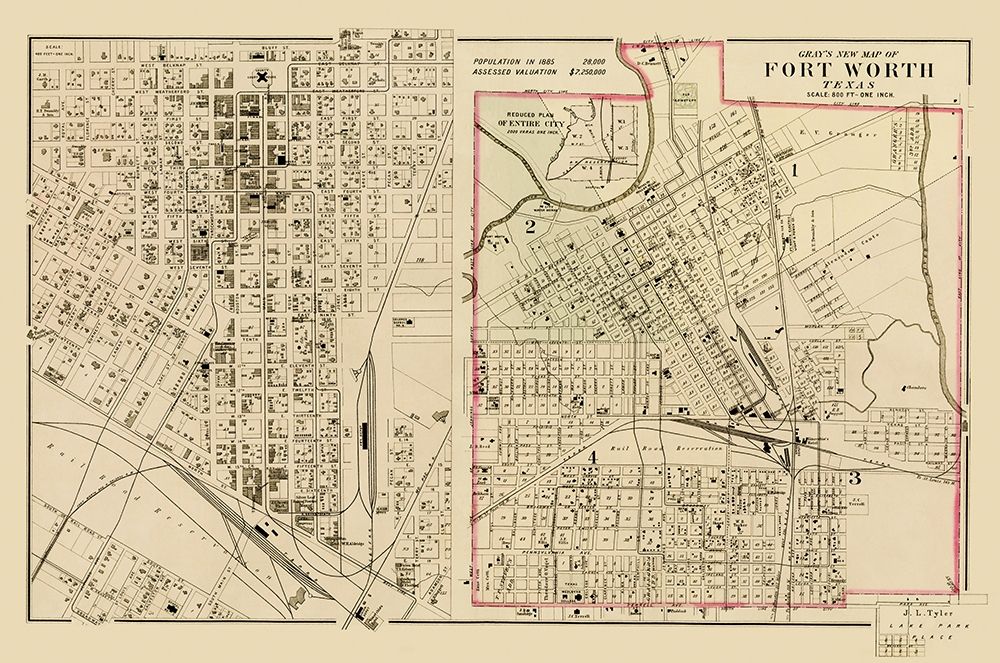 Ft. Worth Texas Landowner - Gray 1885 art print by Gray for $57.95 CAD