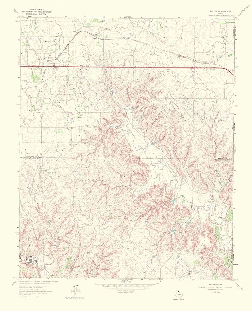 Fuller Texas Quad - USGS 1967 art print by USGS for $57.95 CAD