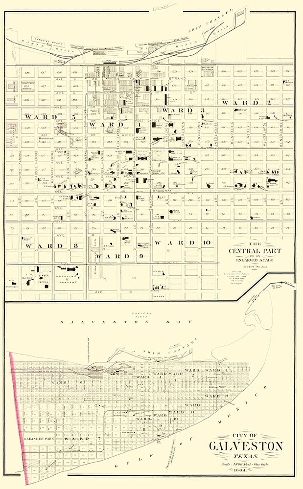 Galveston Texas - Gray 1884 art print by Gray for $57.95 CAD