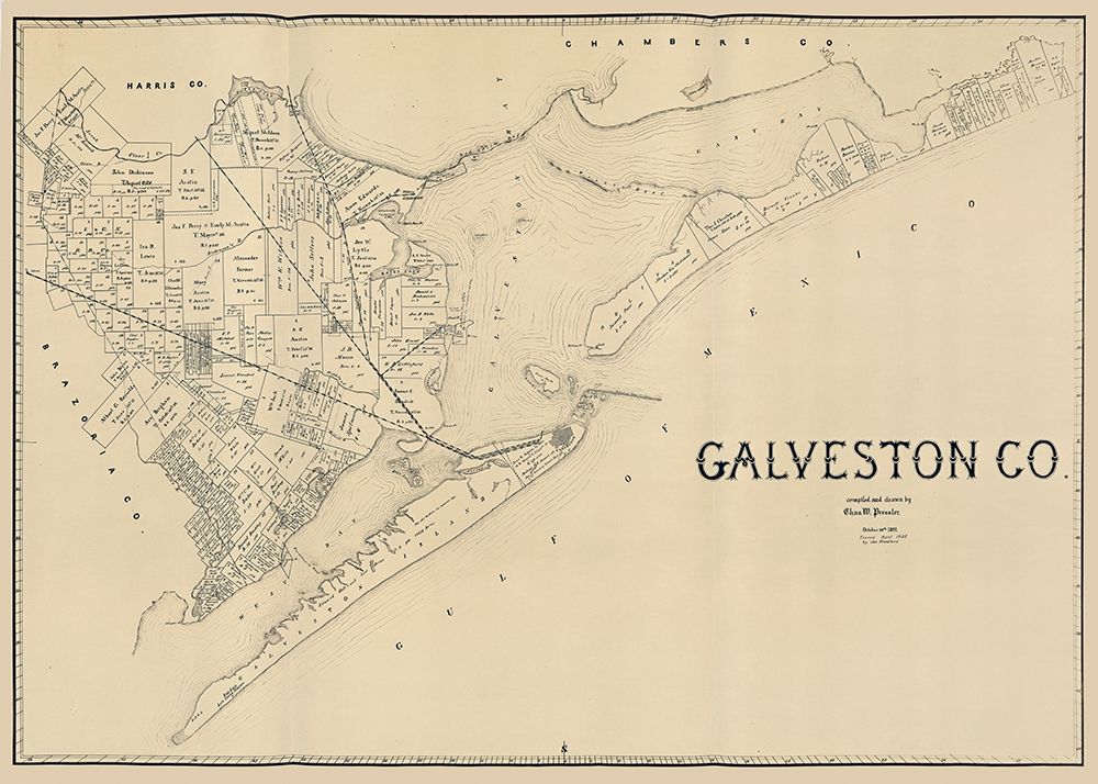 Galveston County Texas - Pressler 1891 art print by Pressler for $57.95 CAD