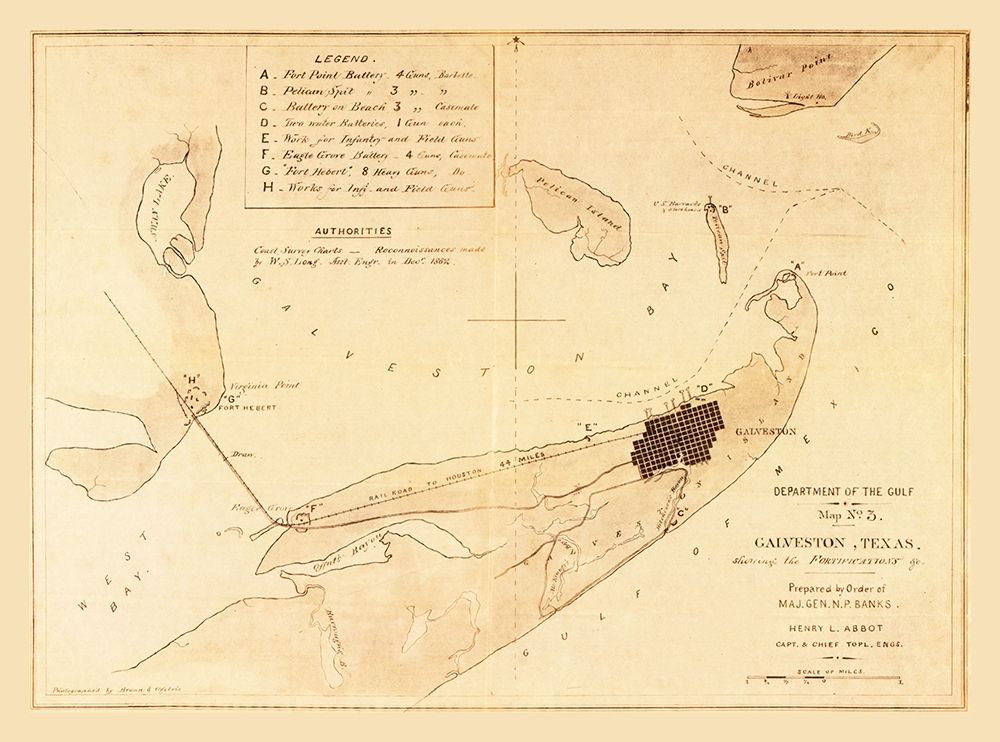 Galveston Fortifications Texas - Long 1862 art print by Long for $57.95 CAD
