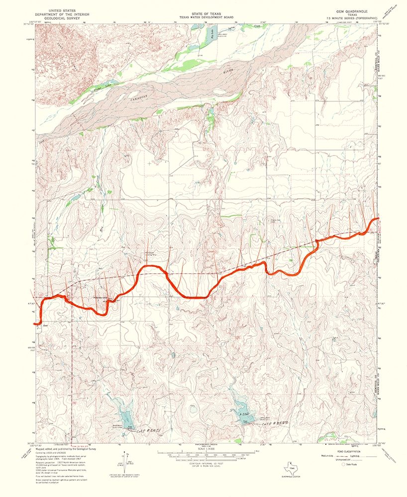 Gem Texas Quad - USGS 1969 art print by USGS for $57.95 CAD