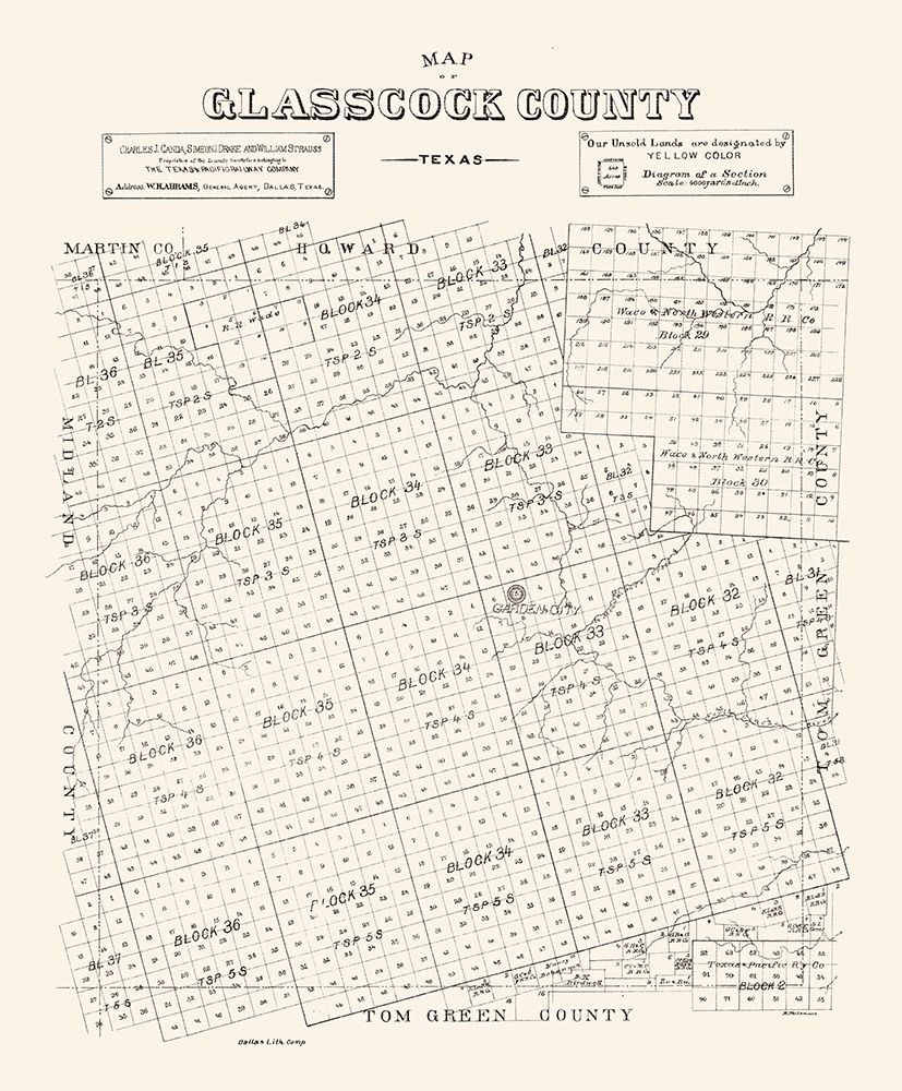 Glasscock County Texas - 1890 art print by Unknown for $57.95 CAD