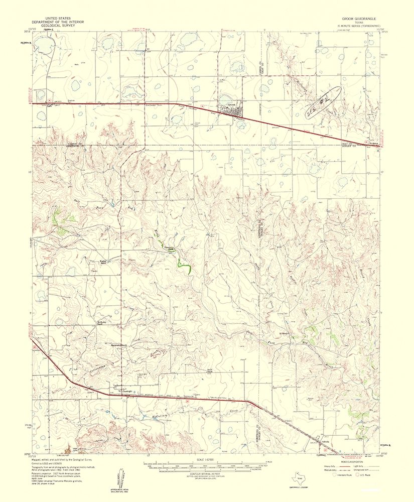 Groom Texas Quad - USGS 1961 art print by USGS for $57.95 CAD