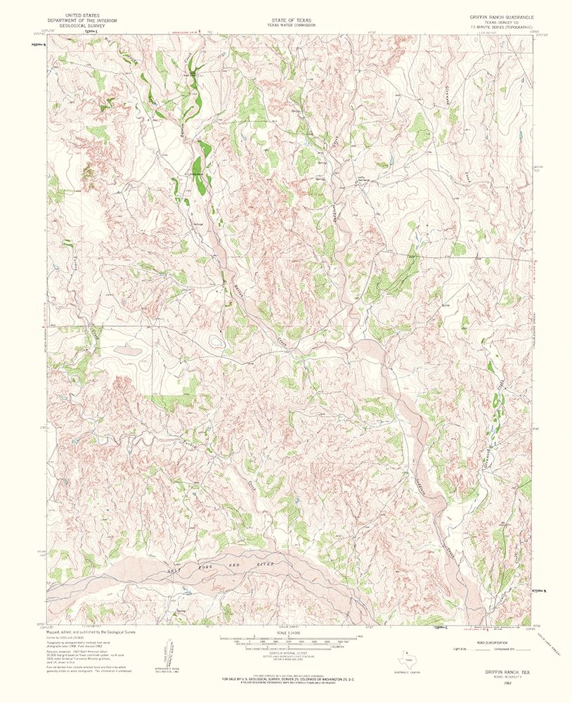 Griffin Ranch Texas Quad - USGS 1963 art print by USGS for $57.95 CAD