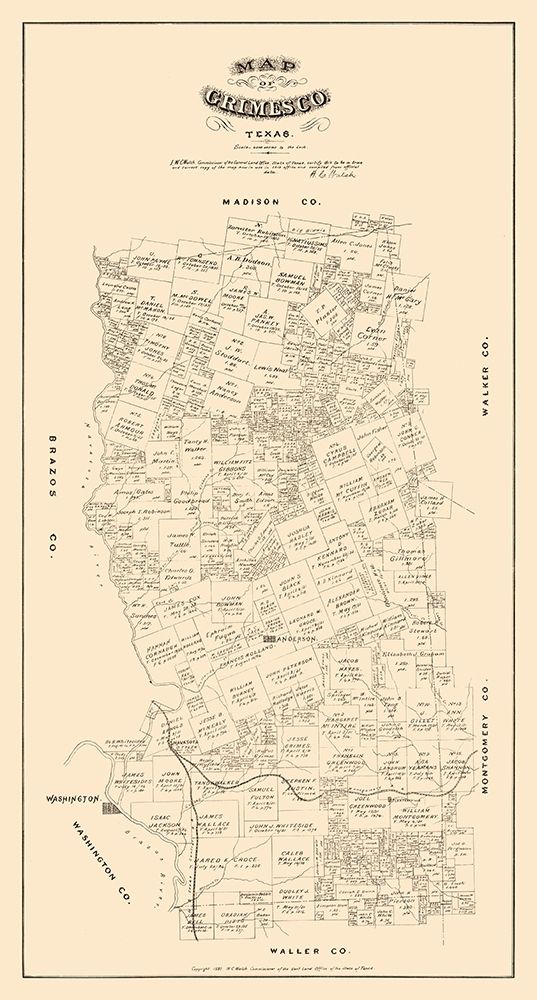 Grimes County Texas - Walsh 1880 art print by Walsh for $57.95 CAD