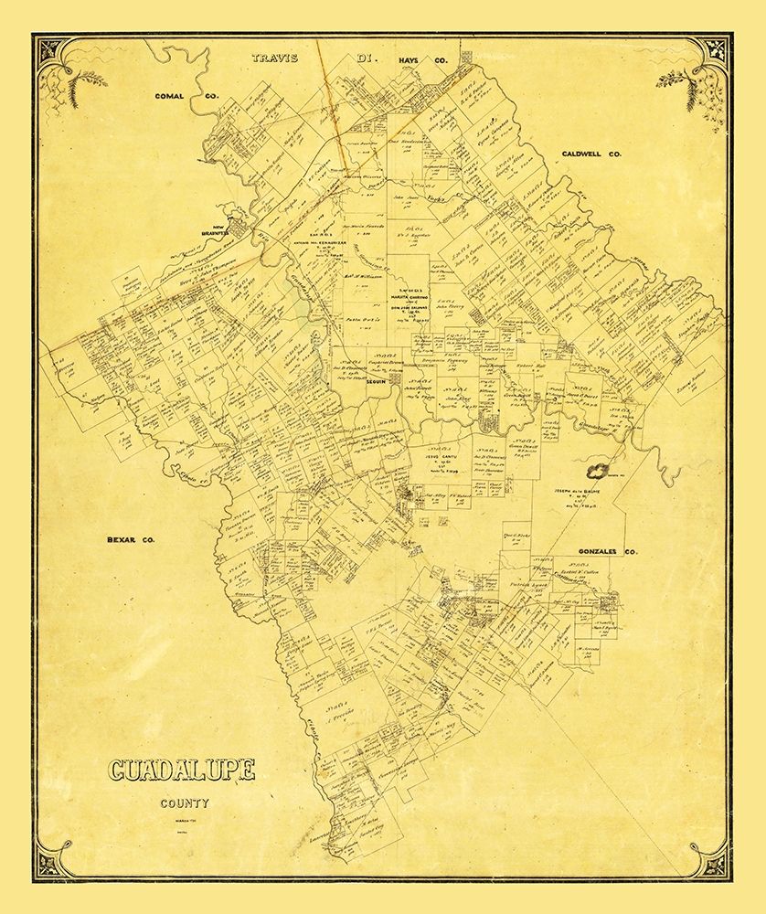 Guadalupe County Texas - 1854 art print by Unknown for $57.95 CAD