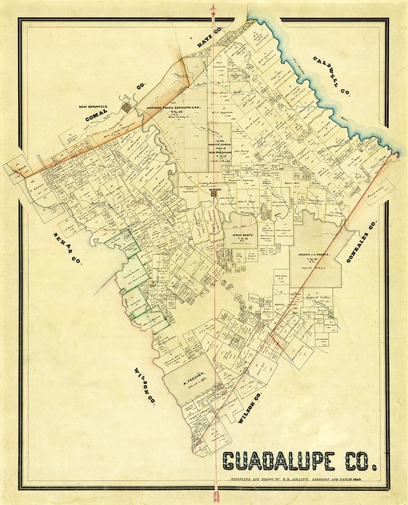 Guadalupe County Texas - Arlitt 1869 art print by Arlitt for $57.95 CAD