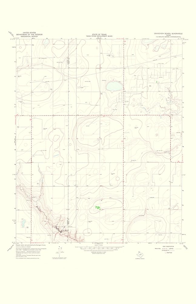 Grandview School Texas Quad - USGS 1967 art print by USGS for $57.95 CAD