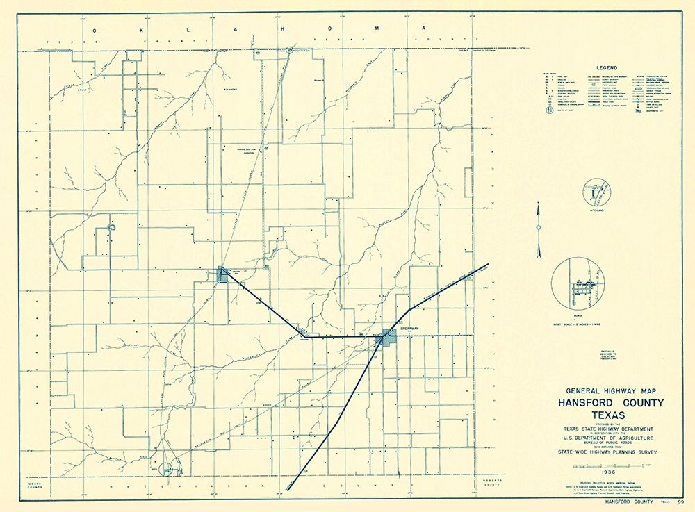 Hansford Texas - Highway Dept 1940 art print by Highway Dept for $57.95 CAD