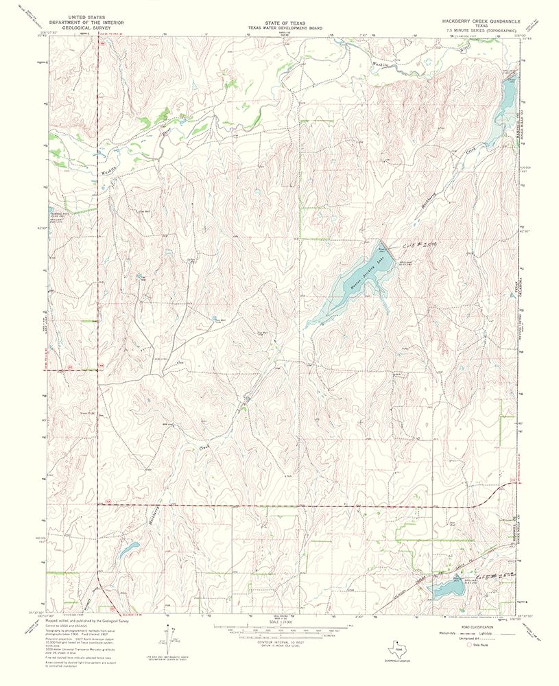 Hackberry Creek Texas Quad - USGS 1969 art print by USGS for $57.95 CAD