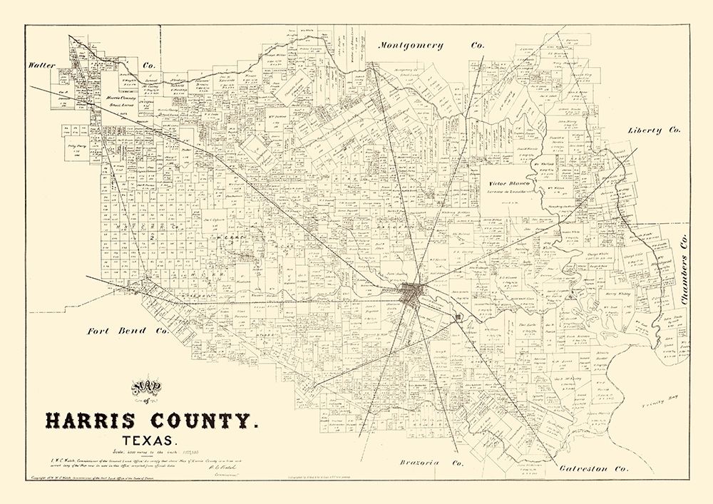 Harris County Texas - Walsh 1879 art print by Walsh for $57.95 CAD