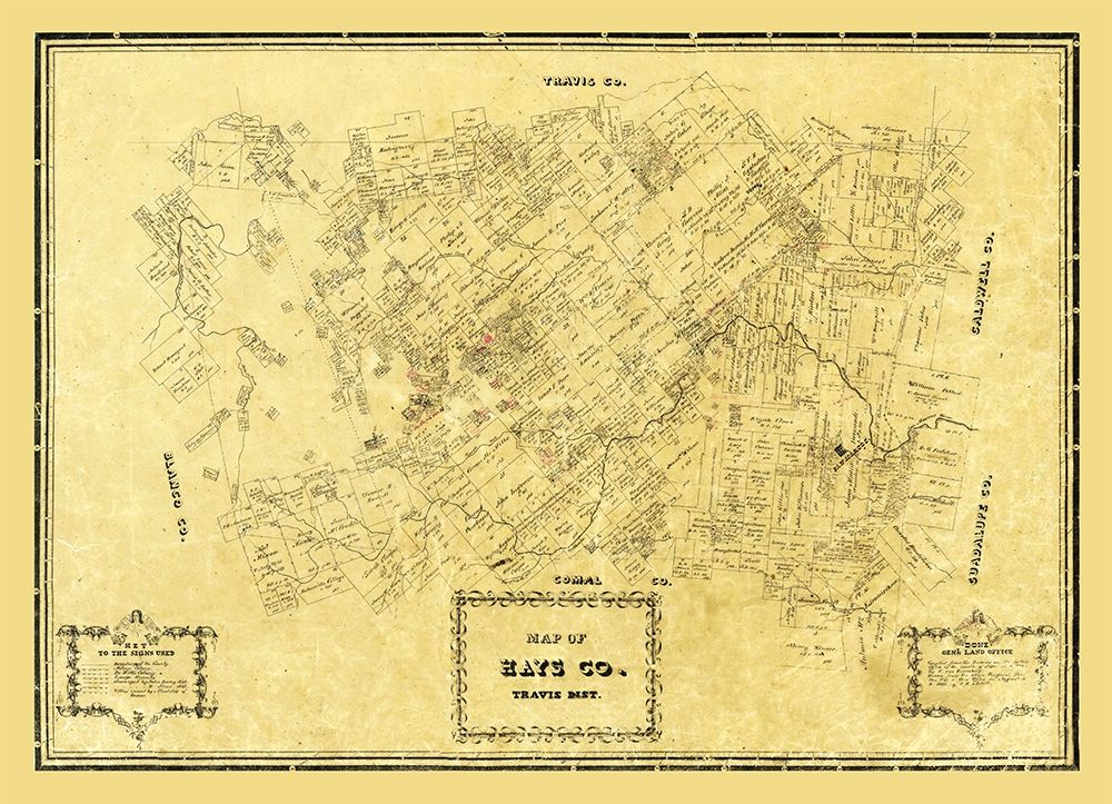 Hays County Texas - Arlitt 1861 art print by Arlitt for $57.95 CAD