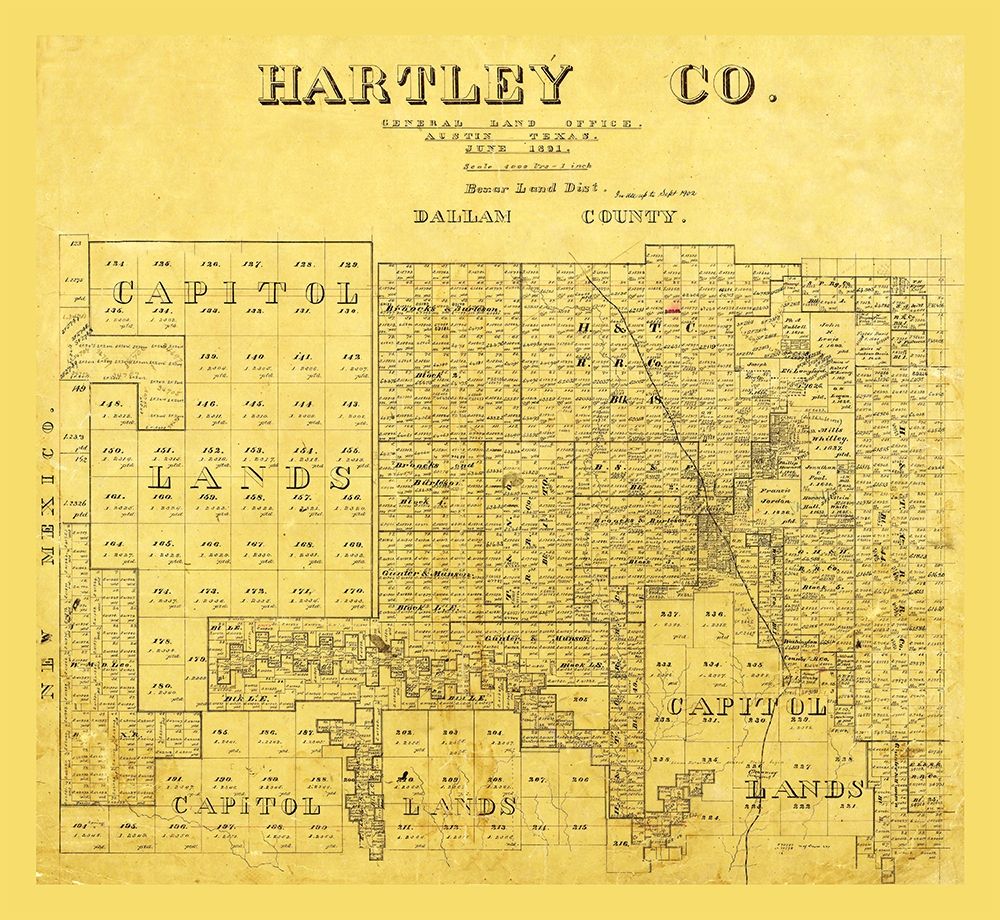 Hartley County Texas -1891 art print by Unknown for $57.95 CAD