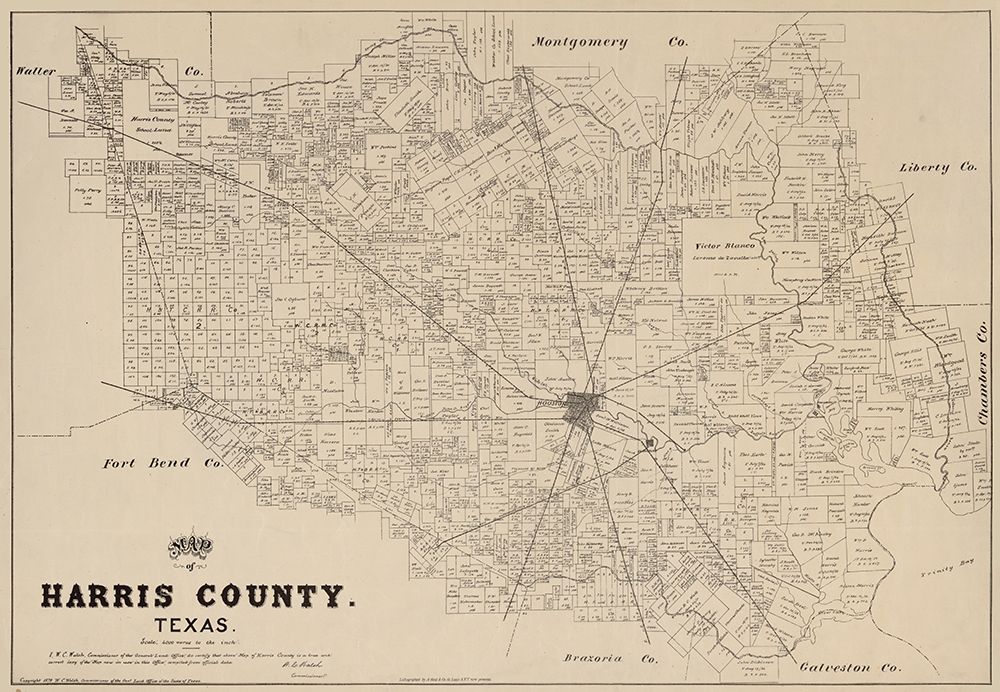Harris County Texas - Walsh 1879 art print by Walsh for $57.95 CAD