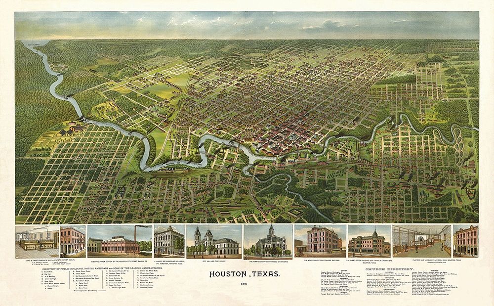 Houston Texas - 1891 art print by Unknown for $57.95 CAD