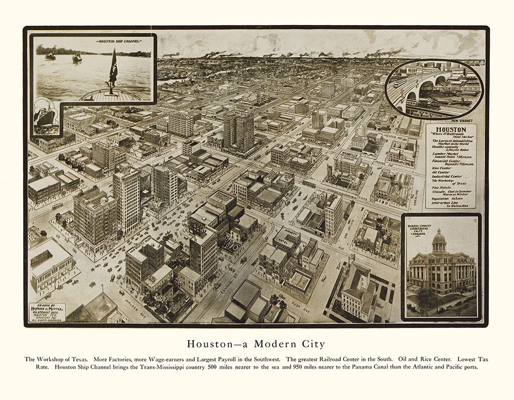 Houston Texas - Hopkins 1912 art print by Hopkins for $57.95 CAD