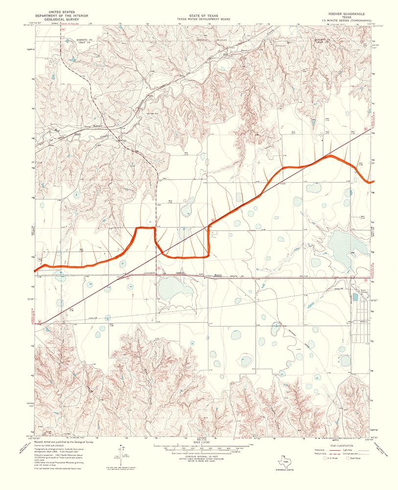 Hoover Texas Quad - USGS 1969 art print by USGS for $57.95 CAD