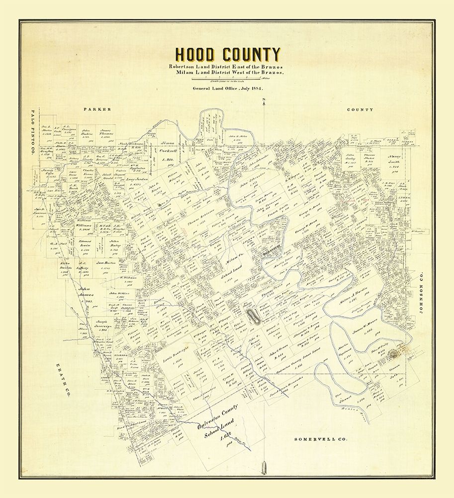 Hood County Texas - 1884 art print by Unknown for $57.95 CAD