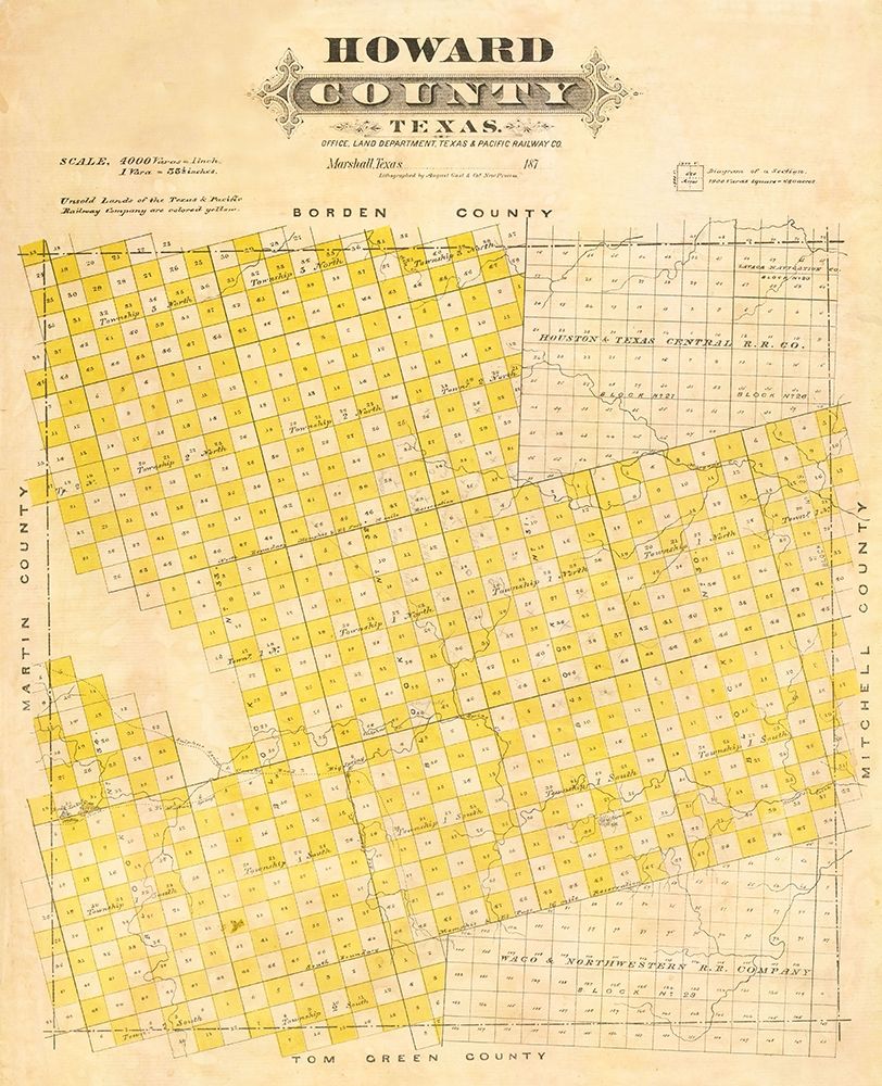 Howard County Texas - Marshall 1870 art print by Marshall for $57.95 CAD