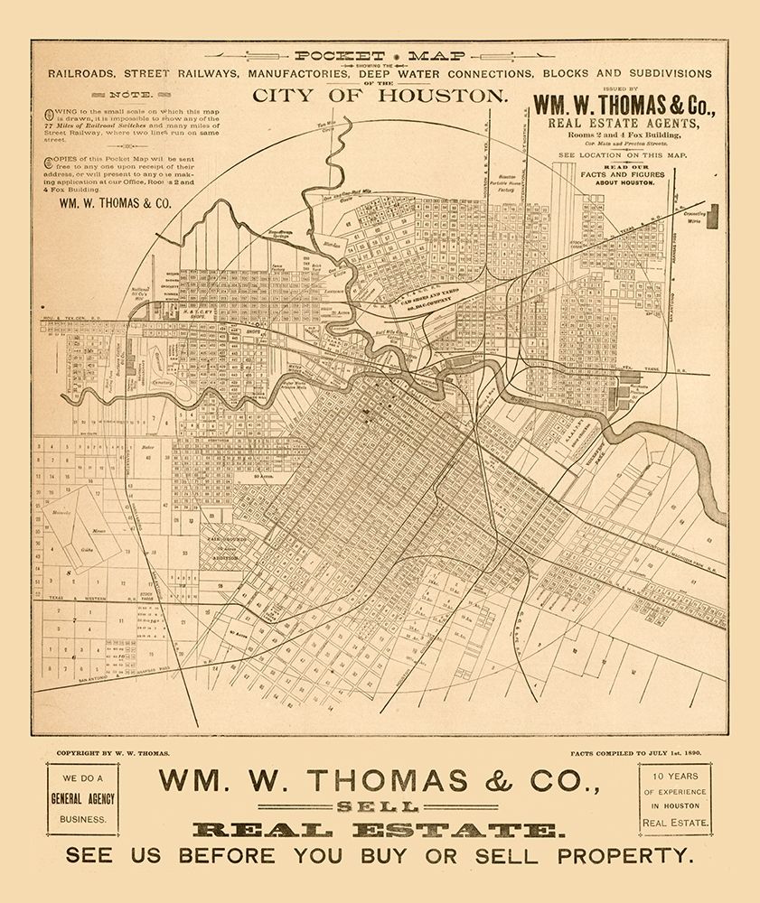 Houston Texas - Thomas 1890 art print by Thomas for $57.95 CAD