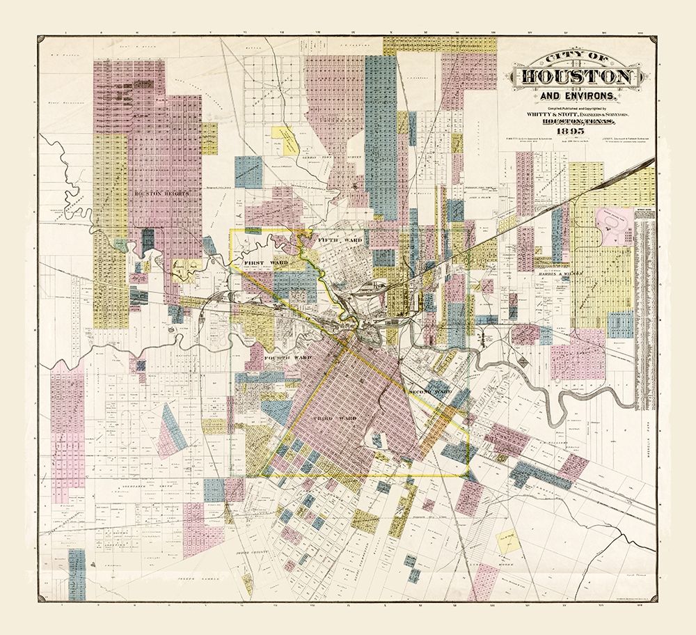 Houston Texas - Whitty 1895 art print by Whitty for $57.95 CAD
