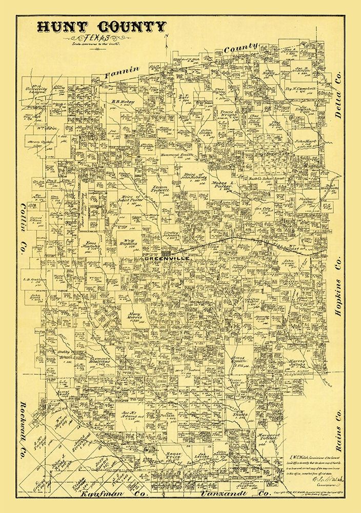 Hunt County Texas - Walsh 1879 art print by Walsh for $57.95 CAD