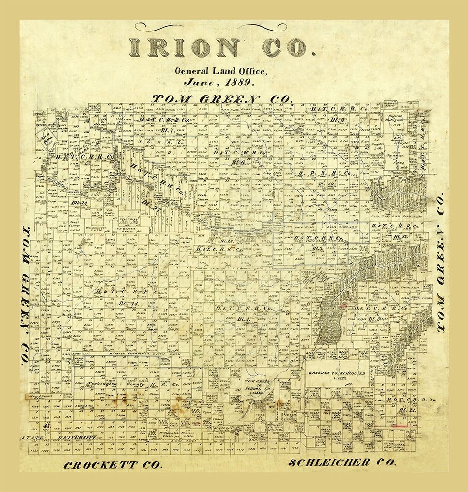 Irion County Texas - 1889 art print by Unknown for $57.95 CAD