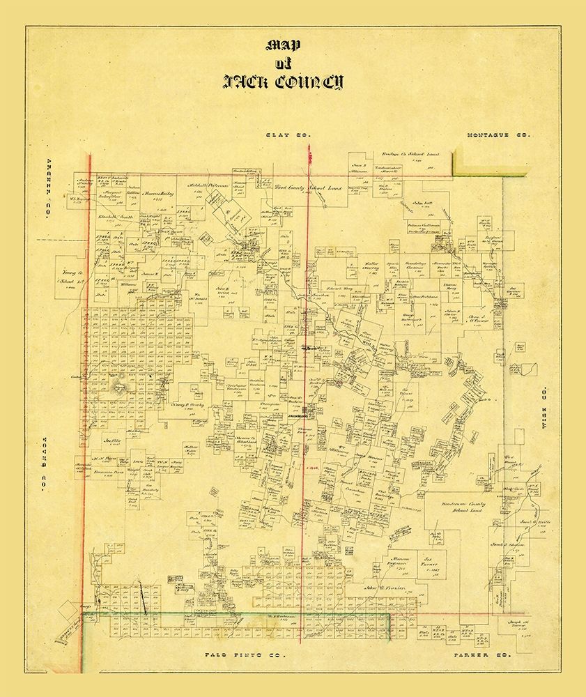 Jack County Texas - 1868 art print by Unknown for $57.95 CAD